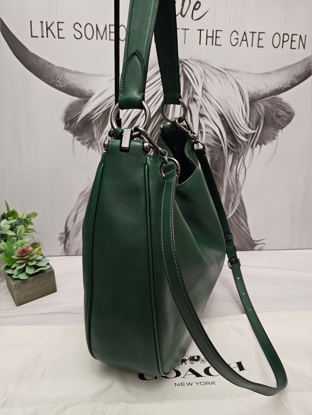 Coach Mae Hobo Hunter Green Glovetanned Leather Crossbody Bag - Picture 5 of 15